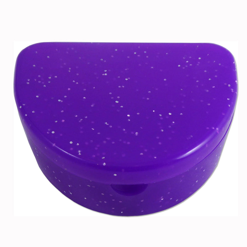 [Australia] - Slim Orthodontic Dental Case - Colour & Glitter Choices for Retainers, Bleaching Trays, Dentures & More (Glitter Purple) Glitter Purple 