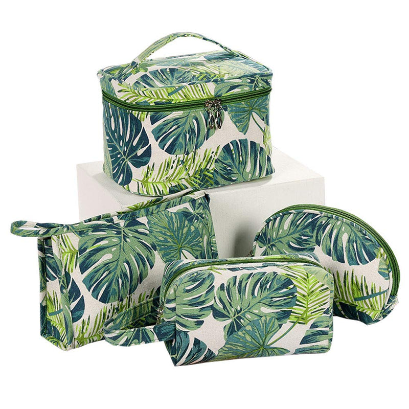 [Australia] - HOYOFO Large Makeup Bag Tropical Canvas Cosmetic Bags Travel Toiletries Storage Pouch Clutch Purse for Women, Green AL 