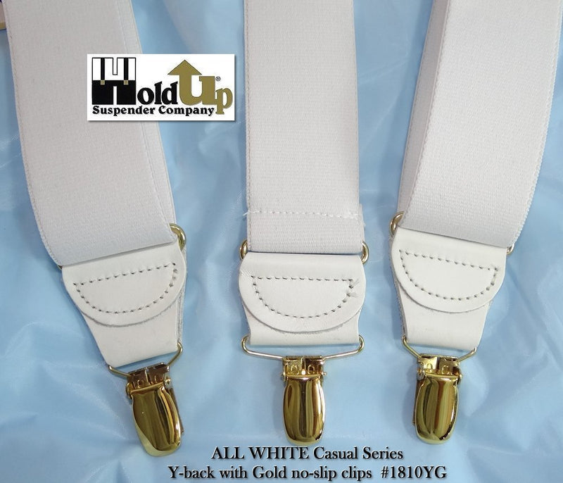 [Australia] - Hold-Ups Y-back All White Casual Series 1 1/2" wide with Patented No-slip Gold Clips 