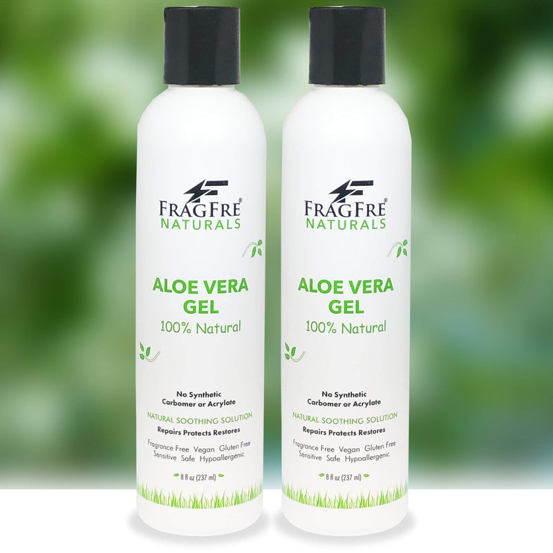 [Australia] - FRAGFRE All-Natural Aloe Vera Gel 8 oz (2-Pack Gift Set) - No Synthetic Carbomer or Acrylate - 100% Natural Aloe Vera Soothing Gel - After Sun Exposure Skin Care - Fragrance Free Vegan Gluten Free 
