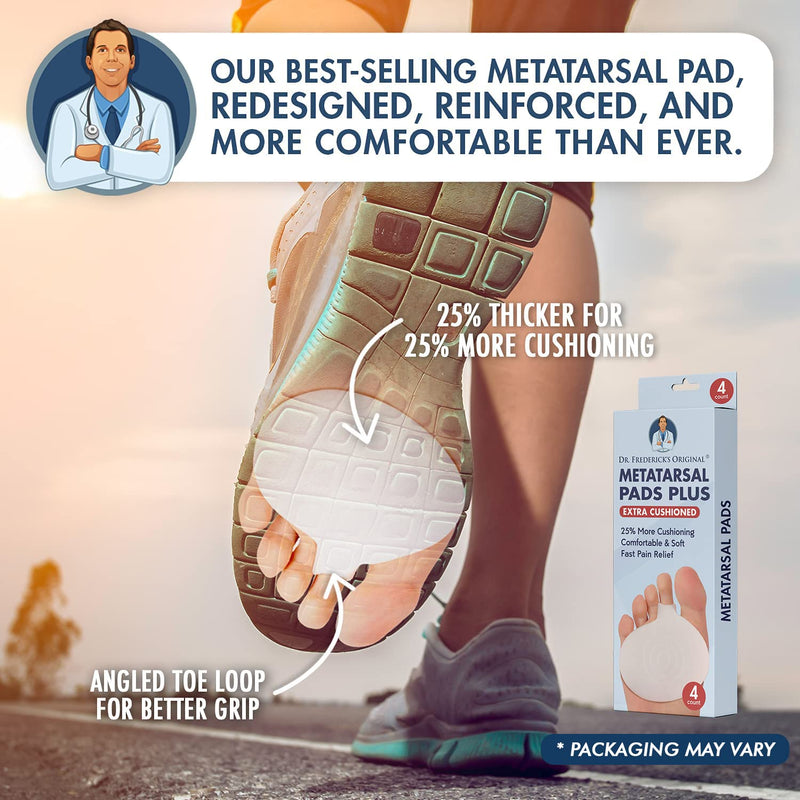 [Australia] - Dr. Frederick's Original Metatarsal Pads Plus - 25% More Cushioning - 4 Pieces - Foot Pads for Women & Men 