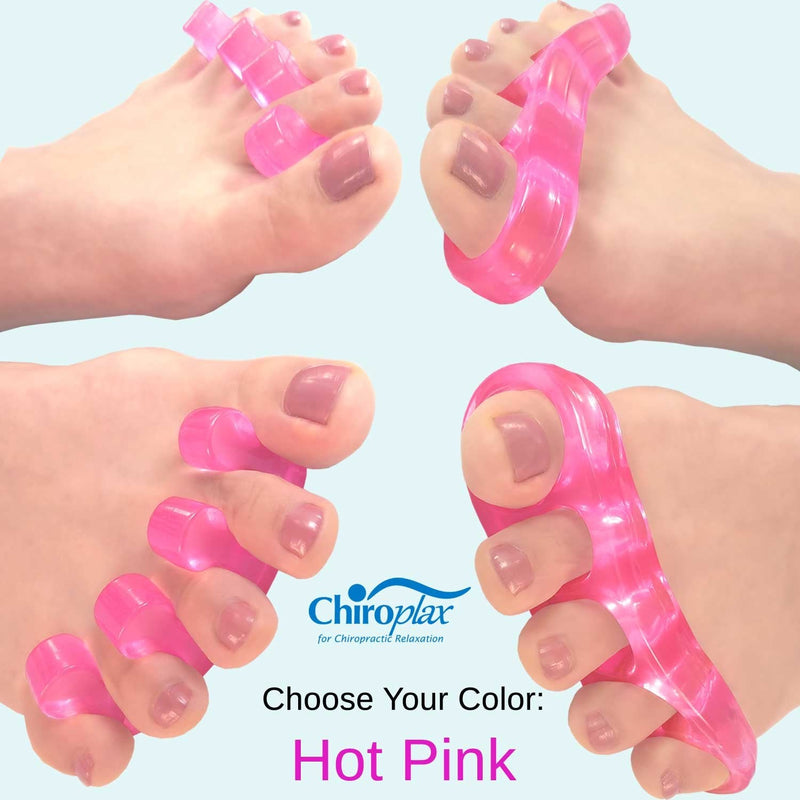 [Australia] - Chiroplax Gel Toe Stretchers Separators (2 Pairs w/Pouch) Toe Spacer Spreader for Bunion Relief, Hammer Toes, Toe Straightener (Hot Pink) Hot Pink 