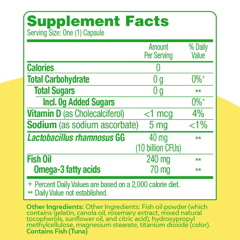 [Australia] - Culturelle 3-in-1 Complete Probiotic Daily Formula, Once Per Day Probiotic Supplement, Helps Your Digestive System Work Better, Supports Natural Immune Defenses, Plus Omega 3's, 30 Count 