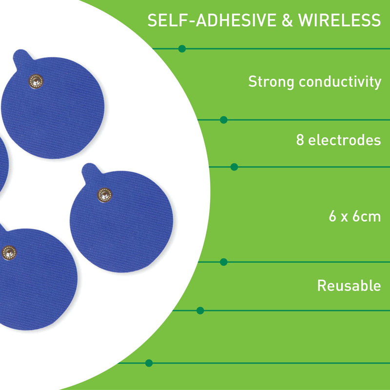 [Australia] - Med-Fit TENS Electrodes - Premium Quality 60mm Round Stud Replacement Electrode Pads for TENS Machines and Muscle stimulators – Pack of 8 TENS Unit Pads in Total CE Approved 