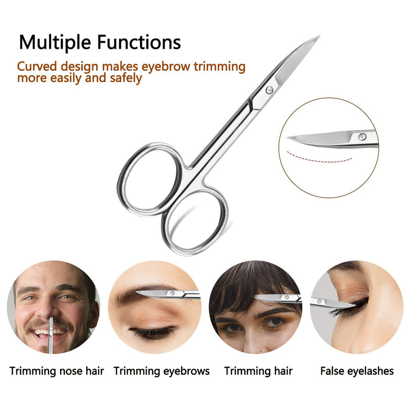 [Australia] - NEWEST Eyebrow Scissors and Three Eyebrow Brushs, beard and nose trimming scissors eyelash with curved craft stainless steel scissors 