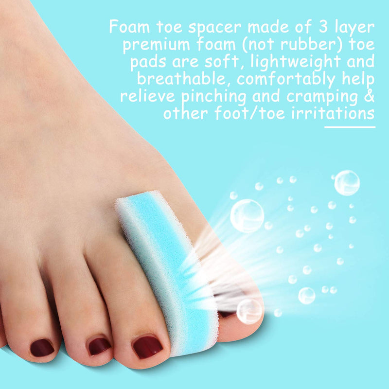 [Australia] - 16 Pieces Foam Toe Spacers for Feet 3 Layer Foam Toe Separators for Overlapping Toes Toe Stretcher Divider for Women Men Toes Relief Friction Hammer Toes and Prevent Corns 