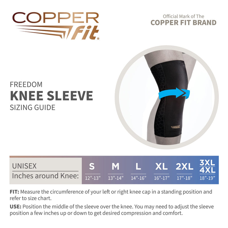 [Australia] - Copper Fit unisex adult Freedom Knee Compression Sleeve Hosiery, Black, Large US 