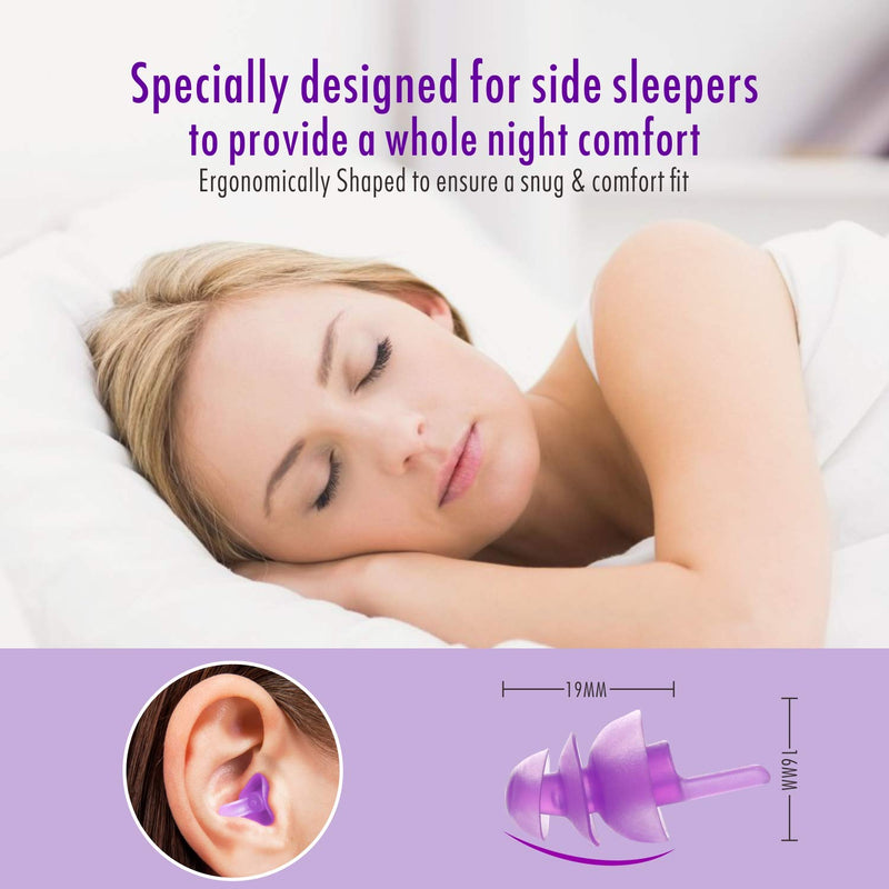 [Australia] - Sleeping Ear Plugs, Hearprotek 2 Pairs Ear Plugs (32db & 30db) Ultra Soft Noise Reduction and Hearing Protection earplugs for Side Sleepers, snoring, Travel, Working, Safety (Purple) Purple 