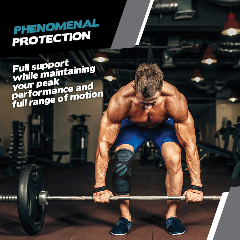 [Australia] - POWERLIX Knee Compression Sleeve - Best Knee Brace for Knee Pain for Men & Women – Knee Support for Running, Basketball, Weightlifting, Gym, Workout, Sports Blue Medium 