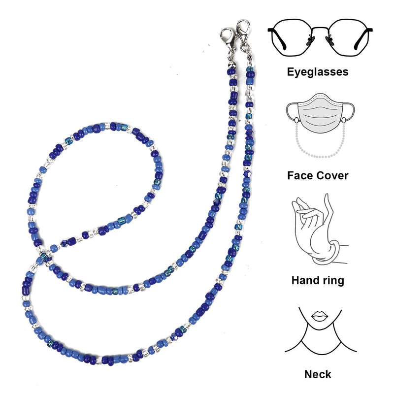 [Australia] - Face Mas-k Holder Beaded Necklace Strap, Face Cover Lanyards Chains for Women Blue 