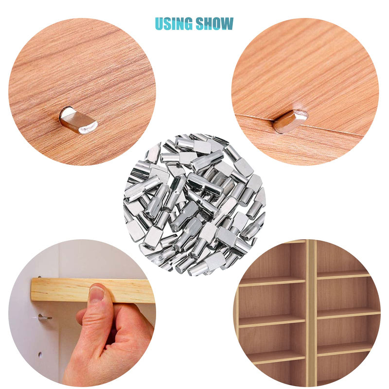 [Australia] - 100 Pcs Shelf Pins Pegs,5mm Spoon Shape Nickel Plated Shelf Support Pegs,Bookshelf Pegs for Shelves,Cabinet Shelf Bracket Pegs Shelf Pins Holders for Kitchen Furniture & Closet 