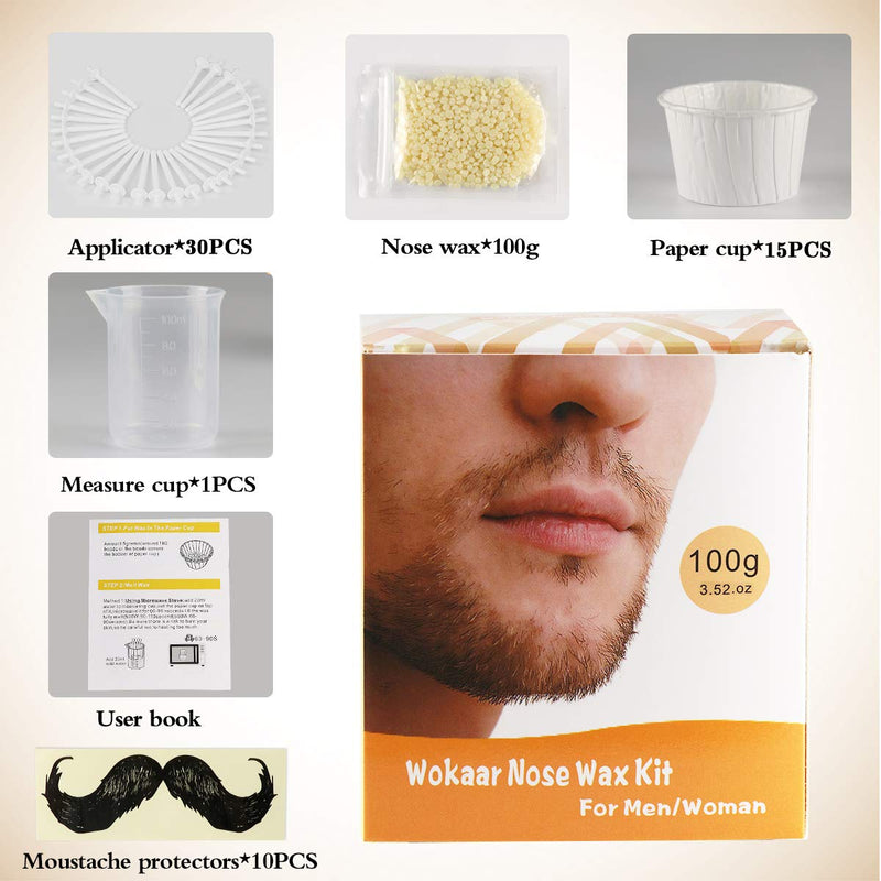 [Australia] - Nose Wax 100g for Men & Women, Nose Hair Removal Wax Kit with 30 Safe Tip Applicator,Safe, Easy, Quick and Painless(15-20 Times Usage) 