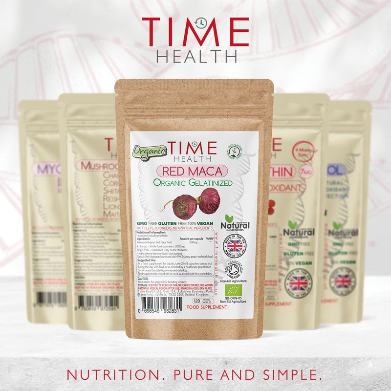 [Australia] - Maca - Organic: Red Maca Root 2000mg Capsules Gelatinized Certified Organic - UK Manufactured - Pullulan (120 Capsule Pouch) 120 Count (Pack of 1) 