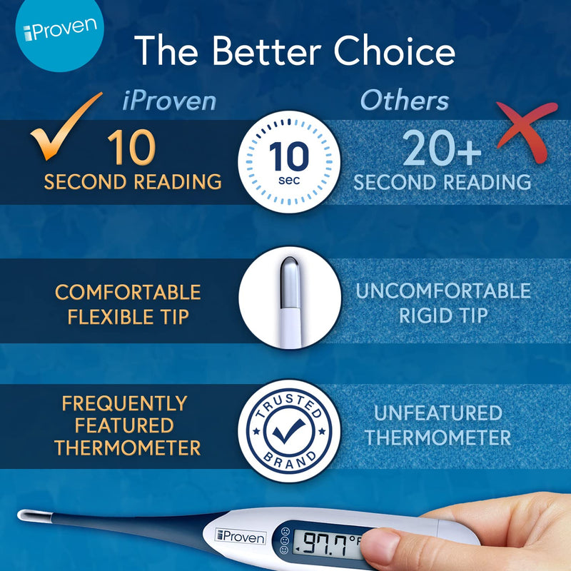 [Australia] - iProven Adult Digital Oral and Rectal Thermometer, Measures in 10 Seconds, with Flexible Tip, Fever Alarm, Thermometer for Kids and Babies 1 