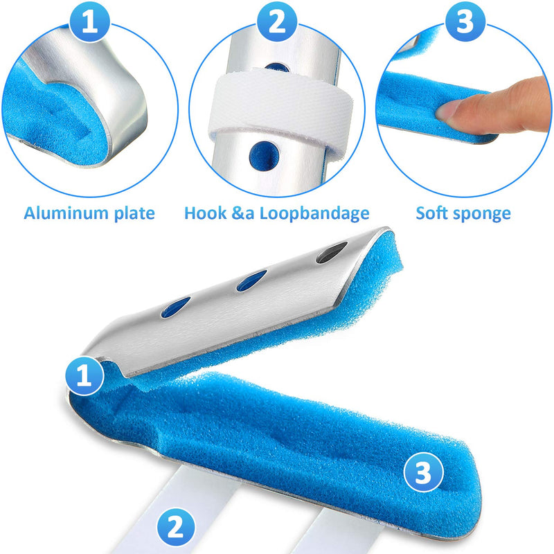 [Australia] - 6 Pieces Finger Splints Metal Finger Support Finger Stabilizer for Adults and Children Finger Knuckle Joint Fixation, 3 Sizes (Blue) Blue 