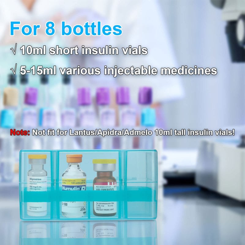 [Australia] - 8-Holes Insulin Vial Storage Box for Diabetics, Vial Holder Organizer Case Fits Various 10ml-15ml Injectable Medicines Vials - Green 