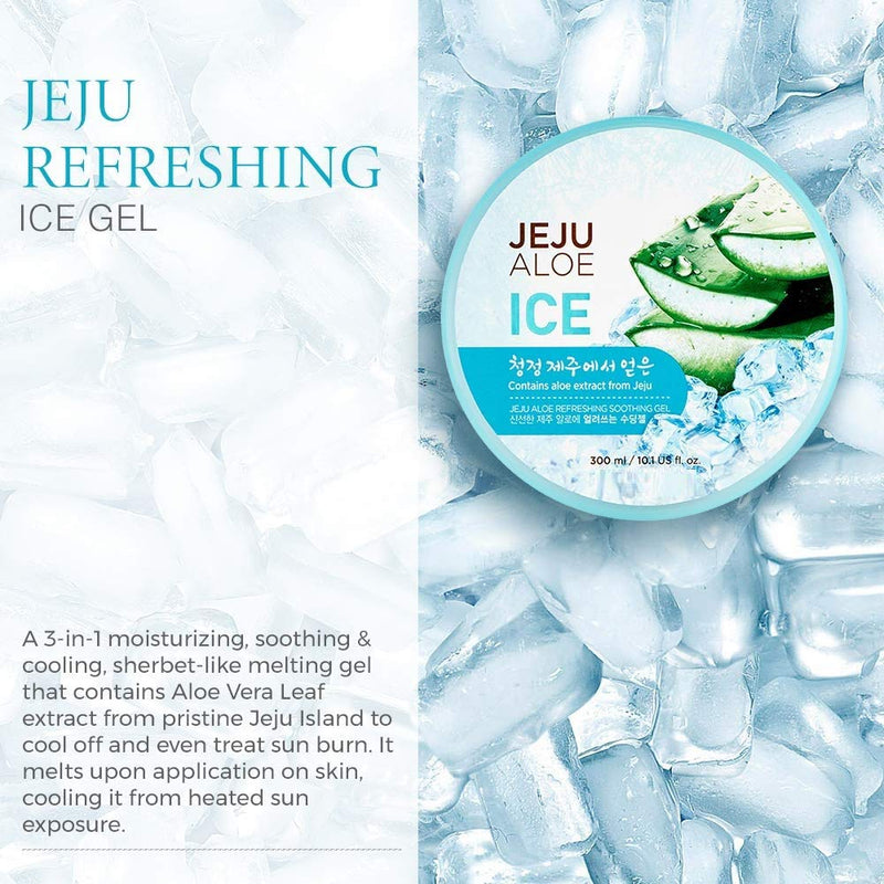 [Australia] - SoltreeBundle Korean Jeju Aloe Vera Ice Refreshing Soothing Moisturizing Gel 300ml / 10.15oz with SoltreeBundle Oil blotting Paper 50pcs 