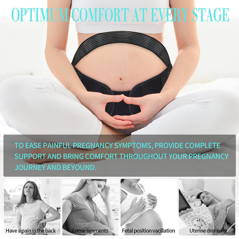 [Australia] - OneBrace Maternity Belt - Waist Abdominal Back Belly Band Pregnancy Belt Support Brace, 3-in-1 Pregnancy Belt, Lightweight Breathable Adjustable, Black(Large) Large 