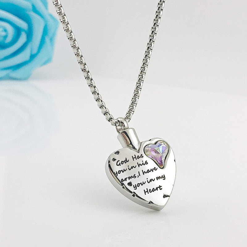 [Australia] - Heart Urn Necklaces for Ashes No Longer by My Side But Forever in My Heart Cremation Jewelry Keepsake Memorial Necklace Opal 