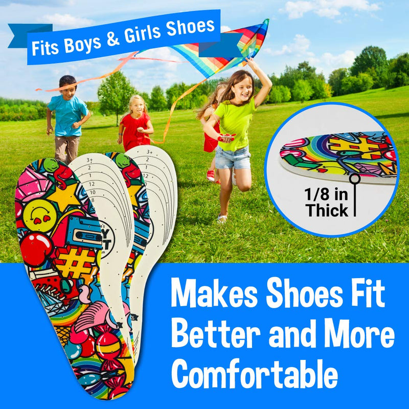 [Australia] - Silly Feet Kids Insoles | Child Replacement Insole Shoe Sole Inserts for Children 2 Pairs ( Bubble Gum ) 