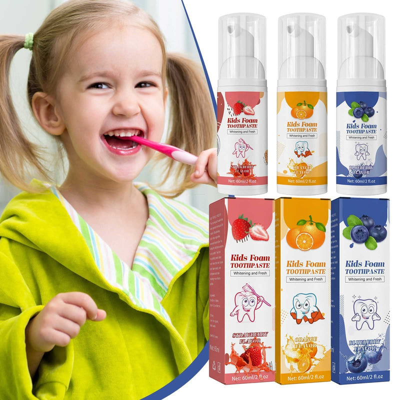 [Australia] - Kids Foam Toothpaste, Children Whitening Low Toothpaste Toddler Toothpaste Teeth Whitening Foam Toothpaste for U Shaped Toothbrush Electric Toothbrush Ages 3+ (Orange Flavor) 