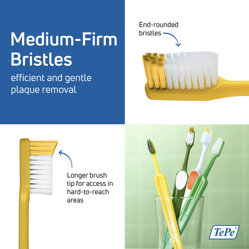 [Australia] - TEPE Nova Medium Toothbrush for simple and easy access to the back teeth / 1 x Nova Medium brush Yellow 1 Count (Pack of 1) 