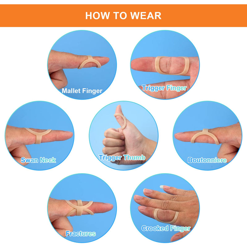 [Australia] - AIEX 5pcs Oval Finger Splint, Finger Support Trigger Finger Splint Finger Straightener Brace For Thumb Middle Pinky or Ring Finger (6,7,8,9,10 Sizes) 