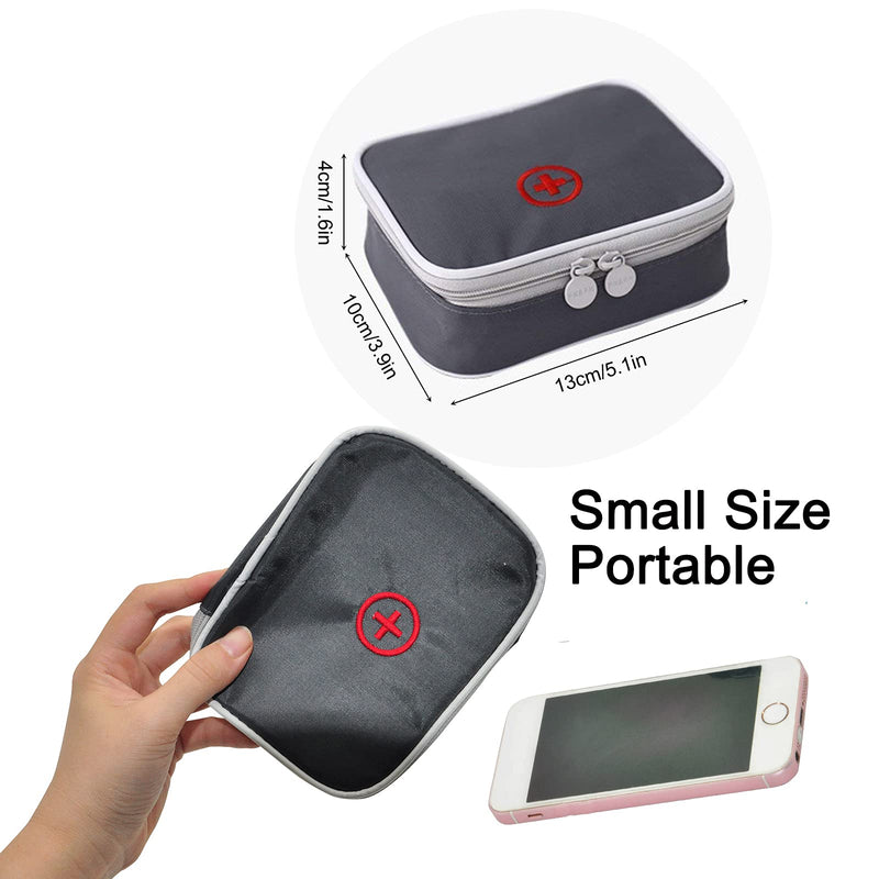 [Australia] - SwirlColor Portable First Aid Pouch Small Pill Organiser Easy Carry Empty Medicine Container With Multi-pocket for Travel 13x10x4cm (Grey) 