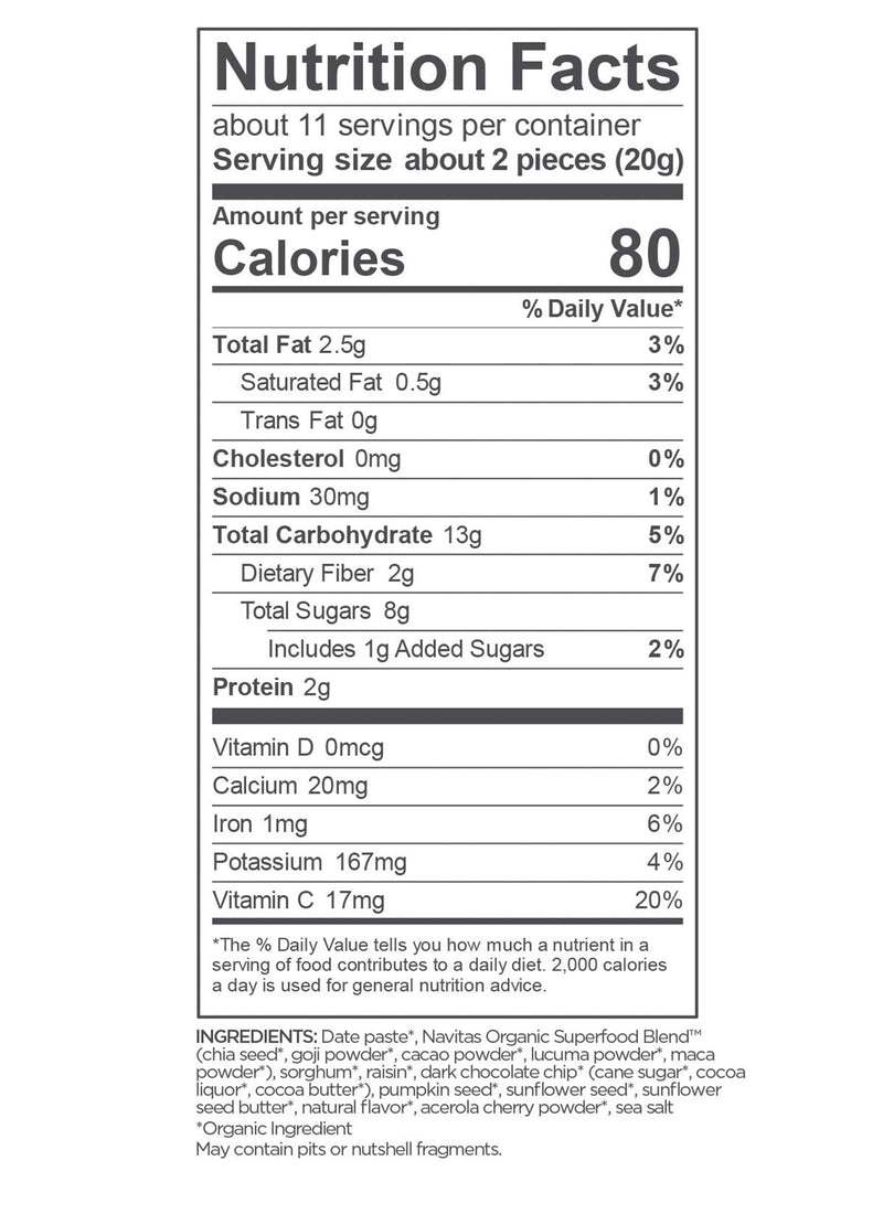 [Australia] - Navitas Organics Superfood Power Snacks, Cacao Goji, 8 oz. Bag, 11 Servings — Organic, Non-GMO, Gluten-Free 
