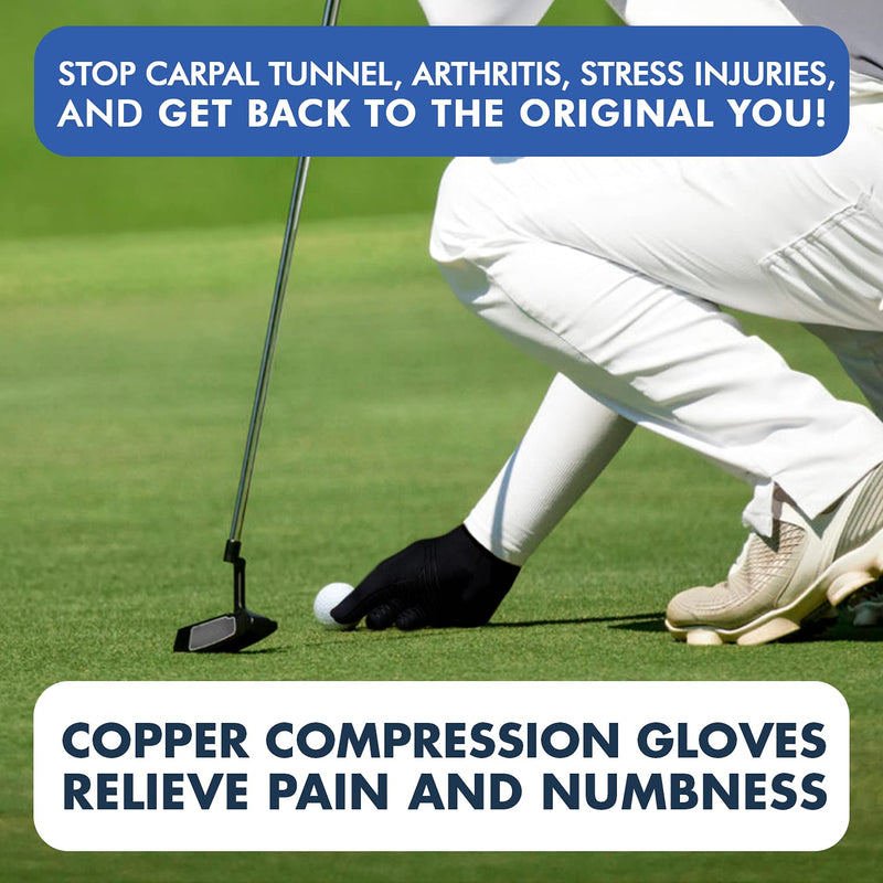 [Australia] - Dr. Frederick's Original Copper Full Finger Arthritis Glove - 2 Gloves - Perfect Computer and Phone Typing Gloves - Fit Guaranteed - Small Full Finger - Black 