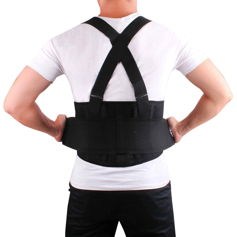 [Australia] - Lower Back Brace with Suspenders | Lumbar Support | Wrap for Posture Recovery, Workout, Herniated Disc Pain Relief | Waist Trimmer Work Ab Belt | Industrial | Adjustable | Women & Men | Black Mesh L Large (Pack of 1) 