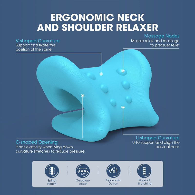 [Australia] - ZAMAT Neck and Shoulder Relaxer with Magnetic Therapy Pillowcase, Neck Stretcher Chiropractic Pillows for Pain Relief, Cervical Traction Device for Relieve TMJ Headache Muscle Tension Spine Alignment Grey 