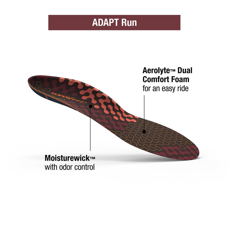 [Australia] - Superfeet Adapt Run - Flexible Arch Support Insoles for Running Shoes Tandori Spice 11.5-13 Men / 12.5-14 Women 