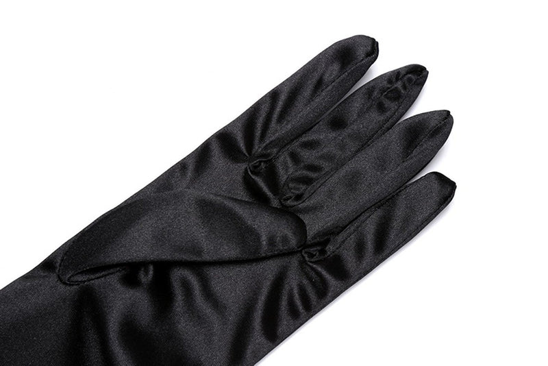 [Australia] - Women Wrist Length Adult Size Stretchy Satin Gloves Black 