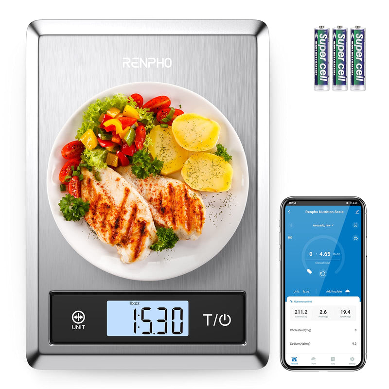 [Australia] - RENPHO Body Fat Scale Smart BMI Scale Digital Bathroom Wireless Weight Scale, Body Composition Analyzer-RENPHO Digital Food Scale, Kitchen Scale Weight Grams and oz for Baking, Cooking and Coffee 