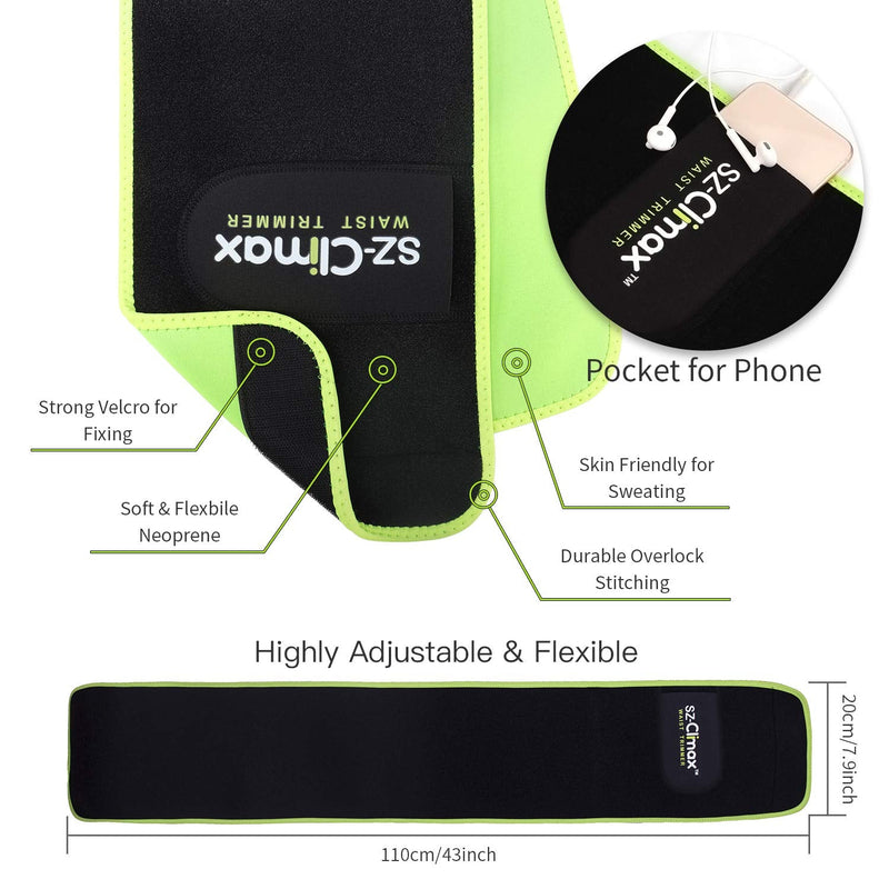 [Australia] - SYXUPAP Waist Trimmer - Waist Trainer Neoprene Sauna Sweat Belt, Back Support, Best Abdominal Fitness Trainer for Men & Women - Running and Workout Green 