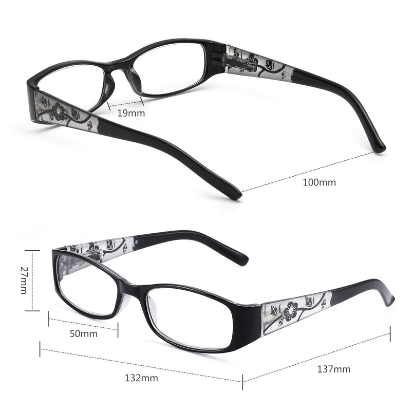 [Australia] - JM Reading Glasses with Spring Hinge 3 Pack Women, Lightweight Quality Vintage Readers Colorful Rectangular Glasses for Ladies Magnifying 3 Pack Mix Color 2.5 x 