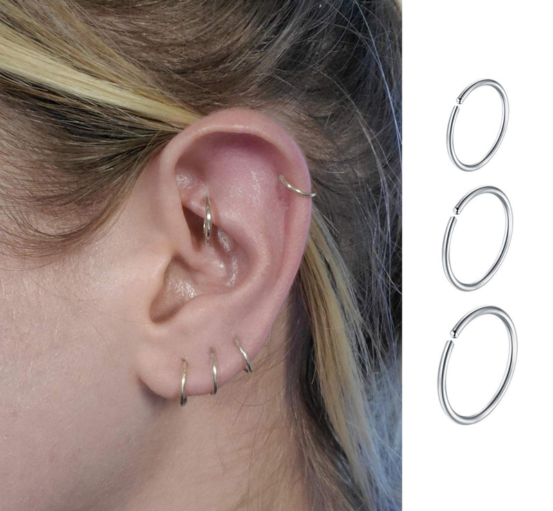 [Australia] - MODRSA 16g Cartilage Earring Stud Hoop for Women Tragus Stud Earring Cartilage Piercing Jewelry Surgical Stainless Steel Forward Helix Earrings Hoop Conch Piercings Jewelry Ear Cuffs Silver Rose Gold A -silver 