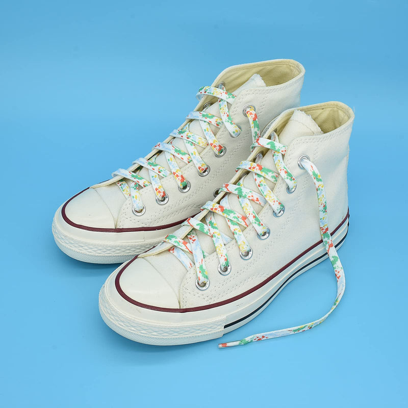 [Australia] - Handshop [2 Pairs] Flat Shoelaces for Fun, Tie Dye Fashion Sneakers Shoe Laces 47 in (120 cm) Splash Ink 