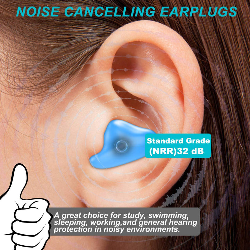 [Australia] - [Latest 2022] Ear Plugs for Sleeping Swimming, 8 Pair Reusable Silicone Moldable Noise Cancelling Earplugs for Shooting Range, Swimmers, Snoring, Concerts, Airplanes, Travel, Work, Studying 
