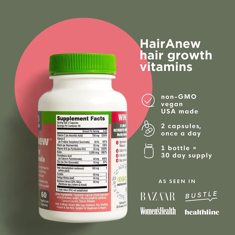 [Australia] - HairAnew: Focused Hair Formula For Women - For Stronger, Thicker, Healthier Hair - 5000 Biotin PLUS Key Hair Vitamins, Minerals, Nutrients - Independently Tested - Vegan - Gluten Free - Non-GMO 