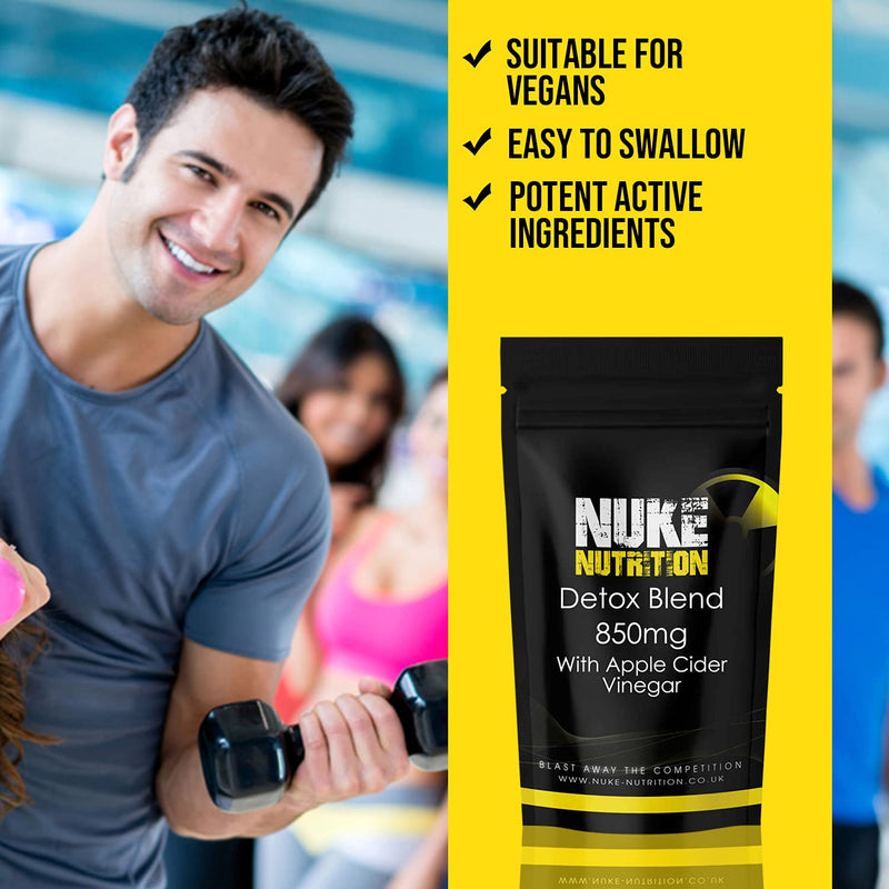 [Australia] - Nuke Nutrition Colon Cleanse - 60 Capsules - Colon Cleanse Detox & Debloat for Gut & Bowel Health - Bowel Cleanse - Strong Colon Cleanse - 5 Advanced Ingredients with Apple Cider Vinegar & Ginseng 60 Count (Pack of 1) 