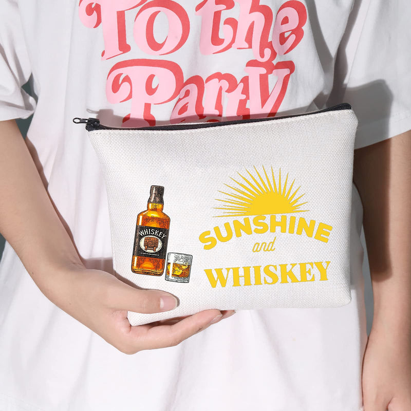 [Australia] - LEVLO Sunshine Whiskey Cosmetic Make Up Bag Whiskey Drinker Gift Sunshine And WhiskeyMakeup Zipper Pouch Bag For Women G, Sunshine And Whiskey, 
