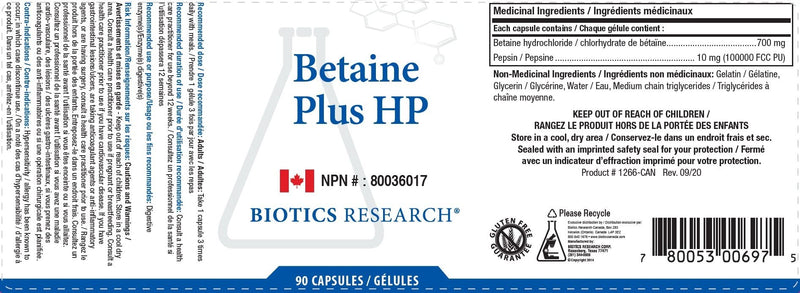 [Australia] - Biotics Research Betaine Plus HP -- 90 Capsules 