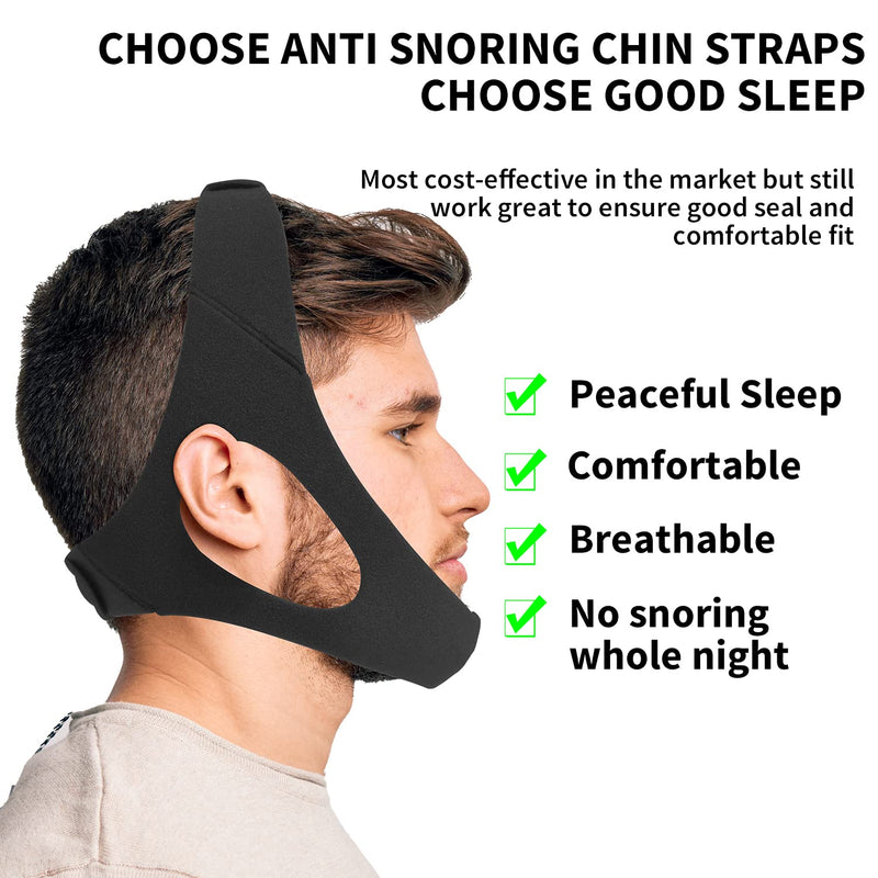 [Australia] - Anti Snoring Chin Strap, 2023 Upgraded Adjustable Stop Snore Chin Strap, Professional Effective Anti Dry Mouth Chin Strap Stop Noise for Men Women Breathing Chin Strap Relief Sleep Aid Devices (Black) Black 