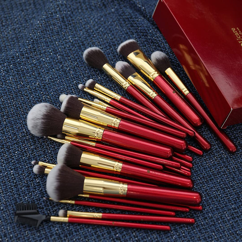 [Australia] - DUcare Makeup Brushes with Box 27Pcs Professional Makeup Brush Set Premium Synthetic Hair Kabuki Foundation Blending Make Up Brushes Kit, Gift for Women- Red red27pcs 