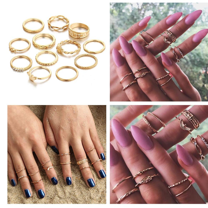 [Australia] - NNIOV 41Pc Fashion Boho Knuckle Rings Set for Women Girls Men, Vintage Retro Crystal Bohemian Midi Rings, Joint Nail Band Cuff Toe Statement Finger Rings, Snake Octopus Elephant Feather (41 Pcs a set) 