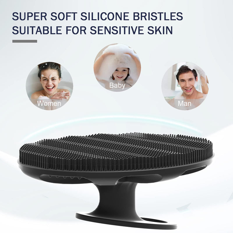 [Australia] - BEAUTAIL Silicone Body Scrubber Shower Bath Wash Brush Gentle Exfoliating Scrub Cleansing Loofah for Women Men Baby Sensitive Skin, Easy to Clean, Lather Nicely, More Hygienic, 1 Pack, Black 