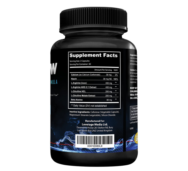 [Australia] - AlphaFlow L-Arginine, L-Citrulline & Beta Alanine | 1340mg Nitric Oxide (NO) Booster for Muscle Growth, Blood Flow, Vascularity & Size | Money Back Guarantee | 60 Vege Capsules 