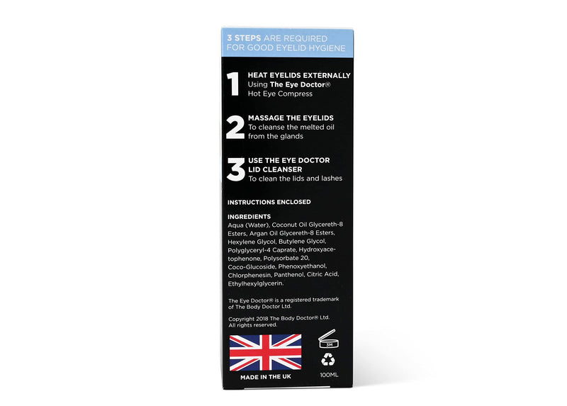 [Australia] - The Eye Doctor Lid Cleanser – Eyelid Cleanser to remove debris and make up from eyelids – Suitable for sensitive eyes – Contains Argan Oil Coconut Oil and Micellar Water 100ml 100 ml (Pack of 1) 